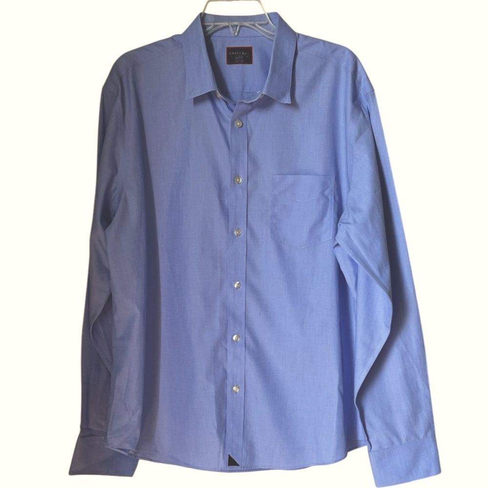 UNTUCKit Men's Blue Long Sleeve Wrinkle Free 100% Cotton Dress Shirt Sz XL